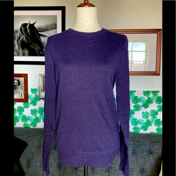🌞3/$18🌞NWOT Merona Women’s Navy Blue Textured Crewneck Sweater - Picture 1 of 6